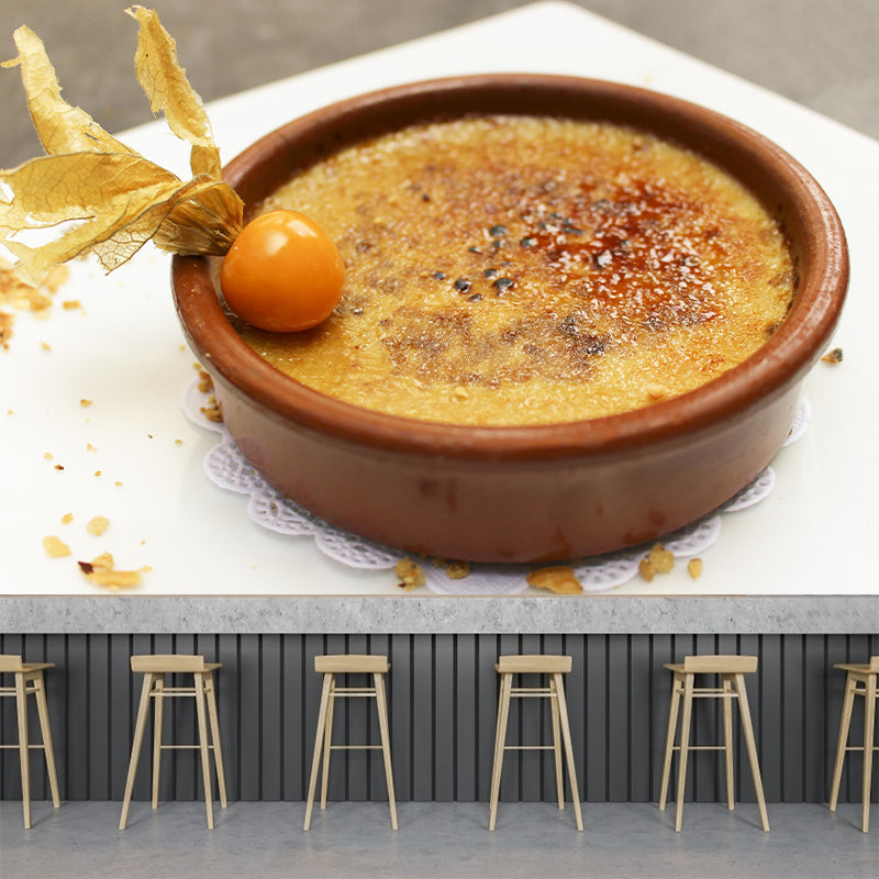 Contemporary Photography Mural with Caramel Pudding Pattern Decorative Dessert Shop Wall Covering