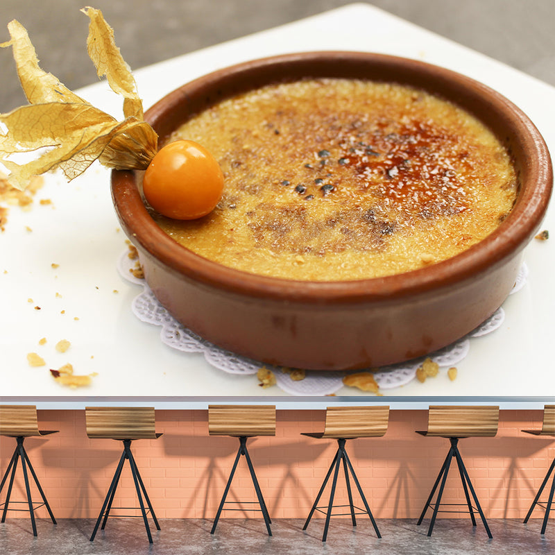 Contemporary Photography Mural with Caramel Pudding Pattern Decorative Dessert Shop Wall Covering