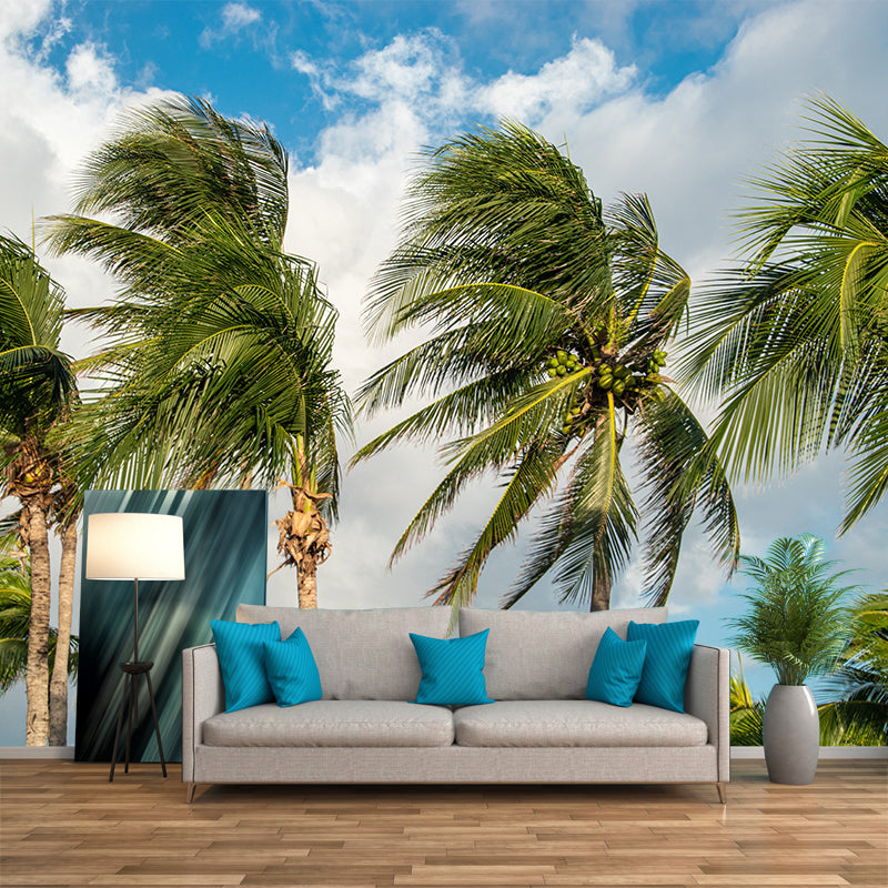 Large Tropical Scenery with Palm Trees Contemporary Decorating Wall Art, Waterproof