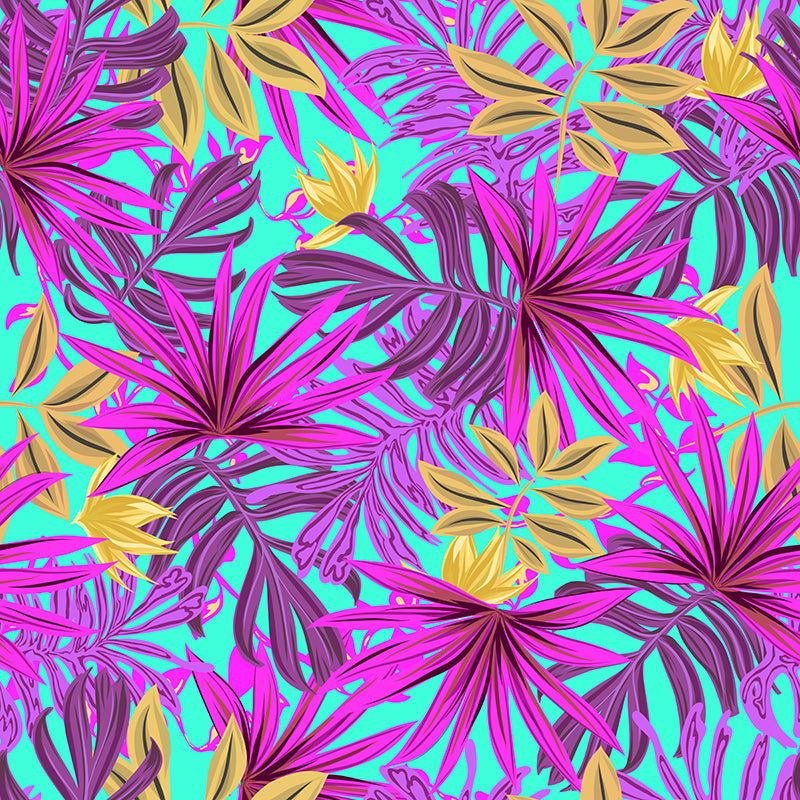 Tropical Plants Wall Mural Custom Size Available Mural Wallpaper for Restaurant Decor