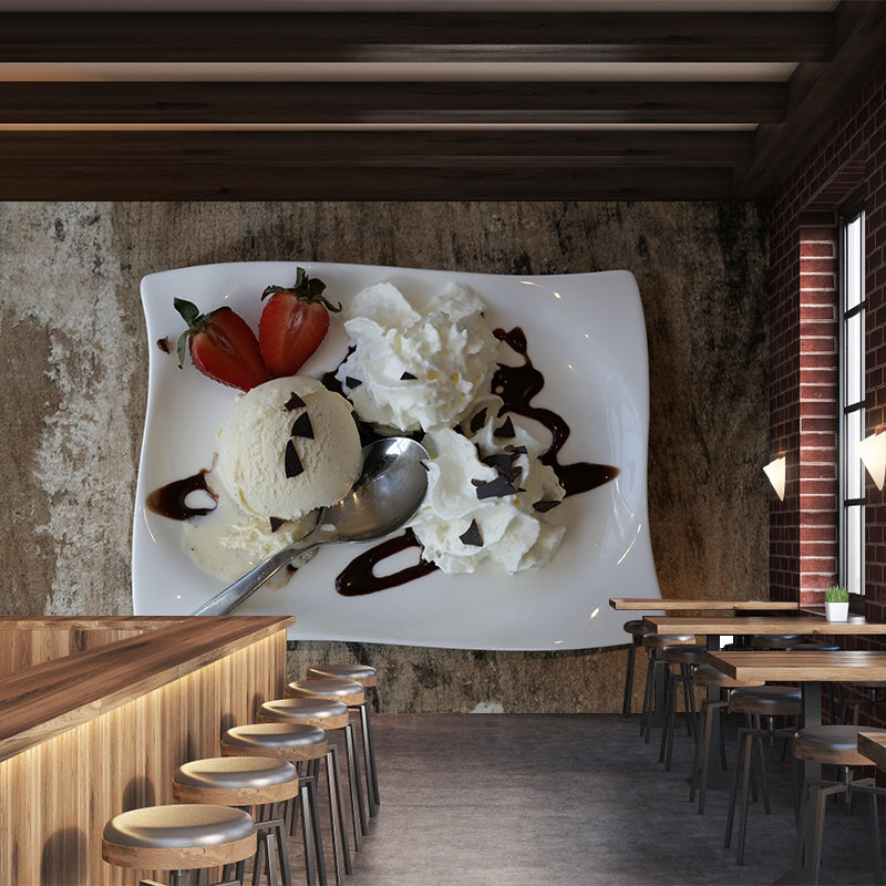 Photography Mural with Delicious Ice Cream Pattern Modern Dessert Shop Wall Covering