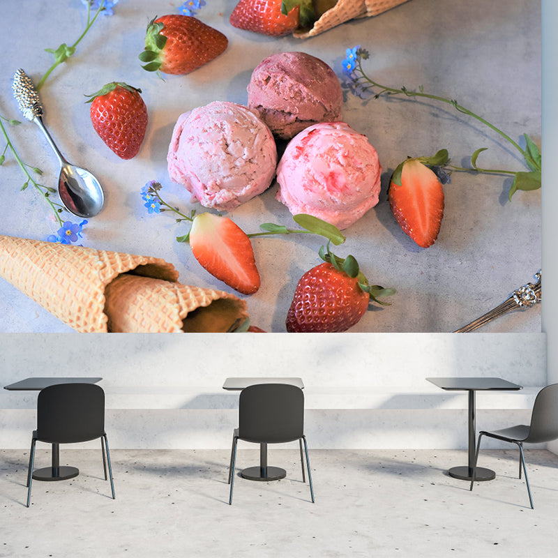 Photography Mural with Delicious Ice Cream Pattern Modern Dessert Shop Wall Covering