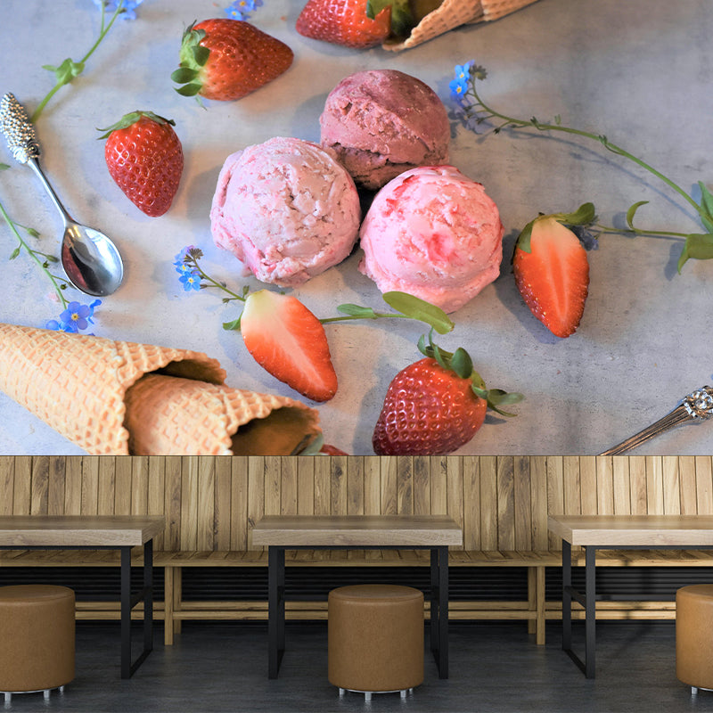 Photography Mural with Delicious Ice Cream Pattern Modern Dessert Shop Wall Covering