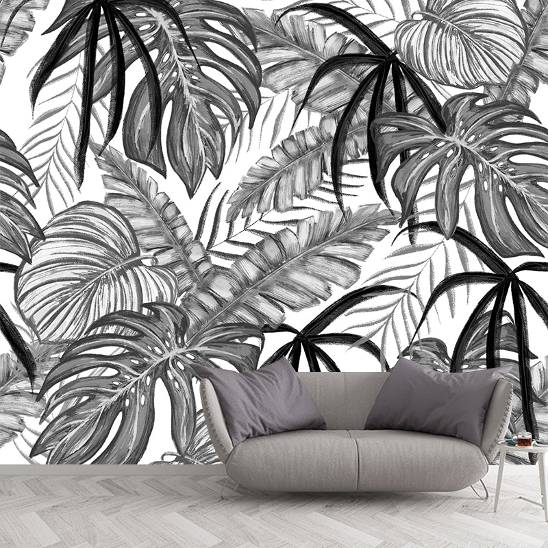 Tropical Leaves Wall Decals Full Size Vinyl Art Mural for Living Room Sofa TV Background