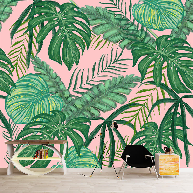 Tropical Leaves Wall Decals Full Size Vinyl Art Mural for Living Room Sofa TV Background