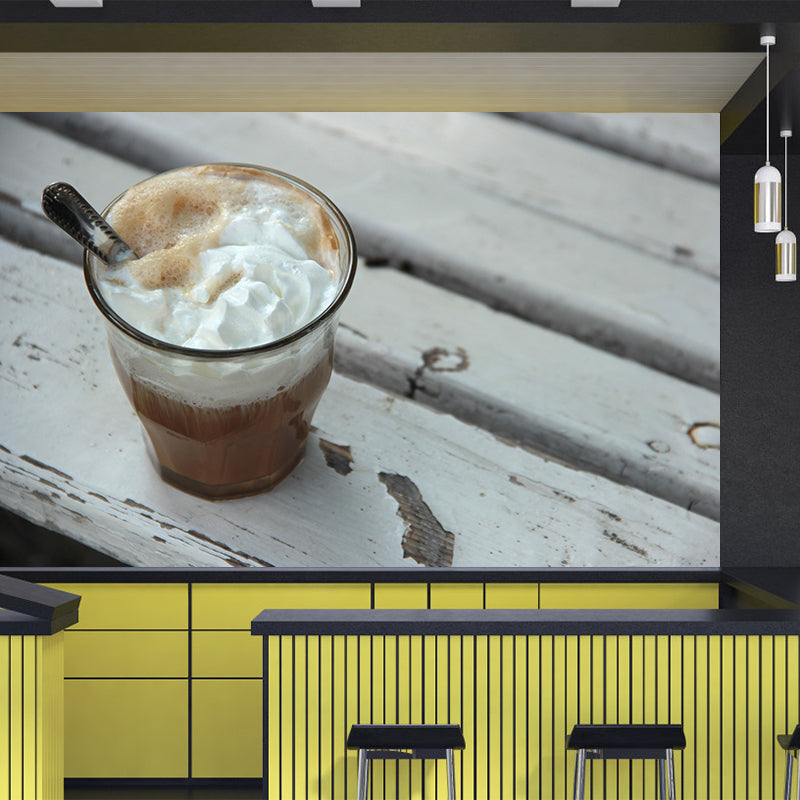 Peinture murale moderne à motif de café glacé, résistante à la moisissure, café de couleur Sofe pour décoration murale