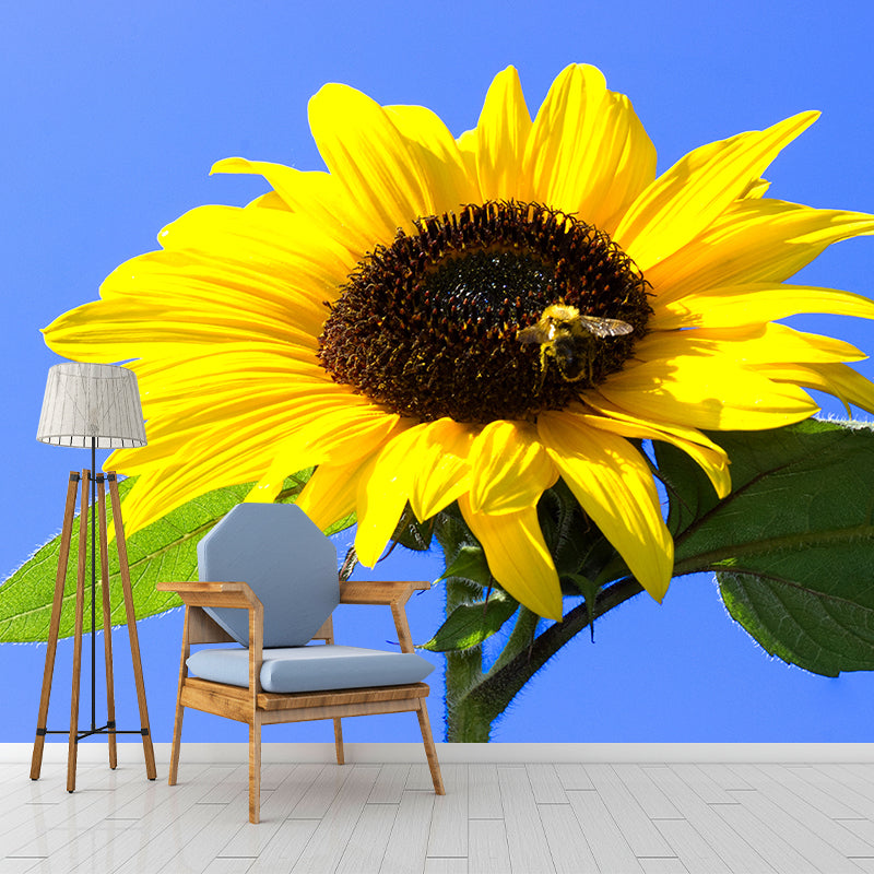 Minimalistic Sunflower Wall Mural Living Room Bedroom Entryway Cafe Design