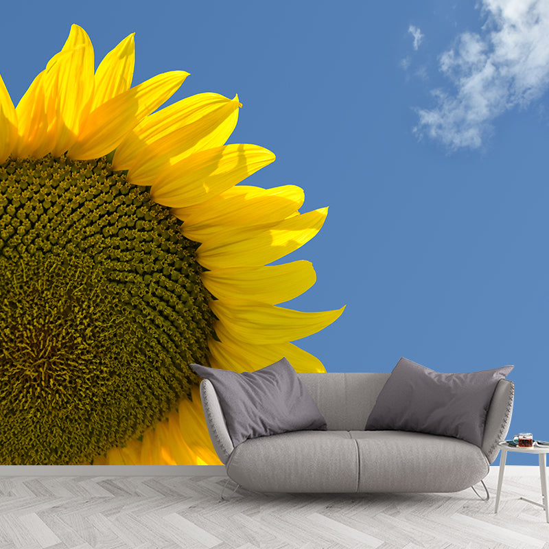 Minimalistic Sunflower Wall Mural Living Room Bedroom Entryway Cafe Design