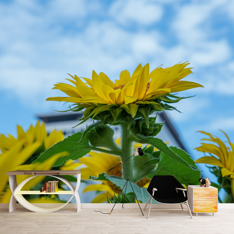 Minimalistic Sunflower Wall Mural Living Room Bedroom Entryway Cafe Design