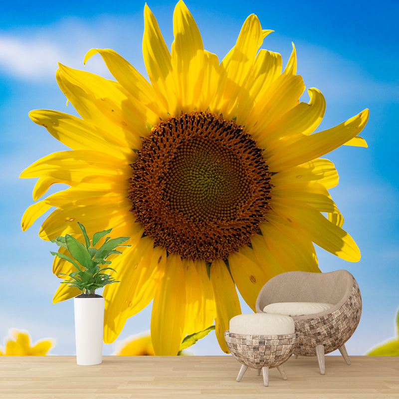Minimalistic Sunflower Wall Mural Living Room Bedroom Entryway Cafe Design