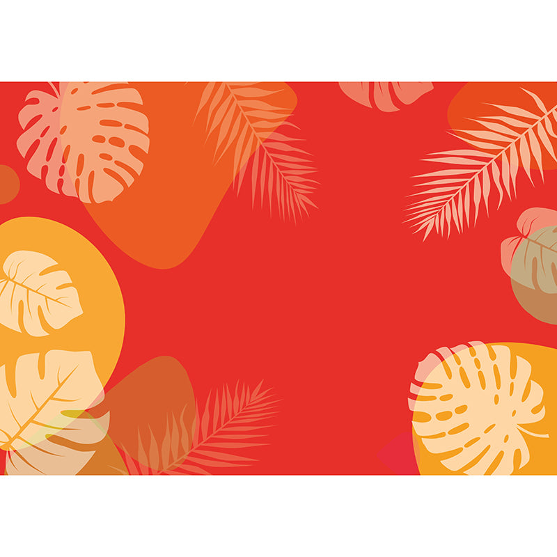 Lots of Leaves Pattern Mural for Bathroom Tropical Botanical Wall Art Moisture Resistant