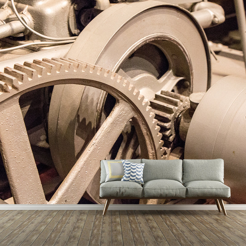 Retro Style Metal Gear Wall Mural Home Decoration Stain Resistant Mural for Living Room