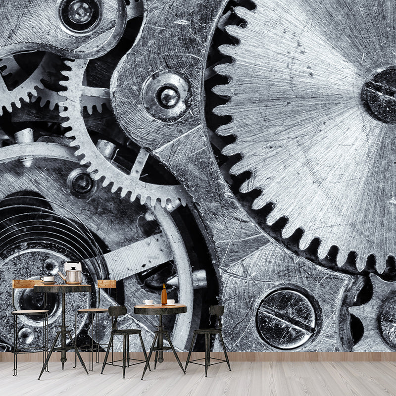 Retro Style Metal Gear Wall Mural Home Decoration Stain Resistant Mural for Living Room