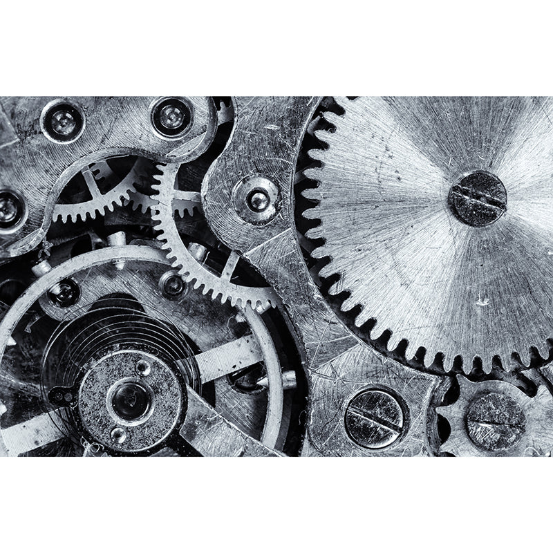 Retro Style Metal Gear Wall Mural Home Decoration Stain Resistant Mural for Living Room