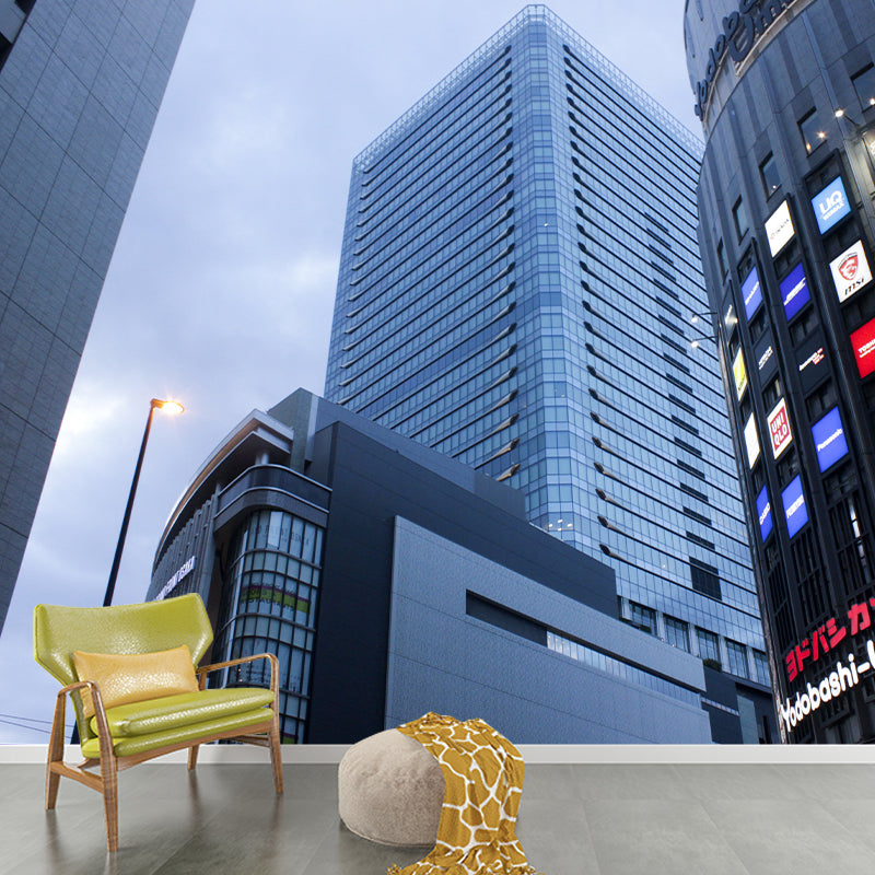 Japanese Urban Architecture Mural Wallpaper Modern Stain-Proofing Wall Art for Meeting Room