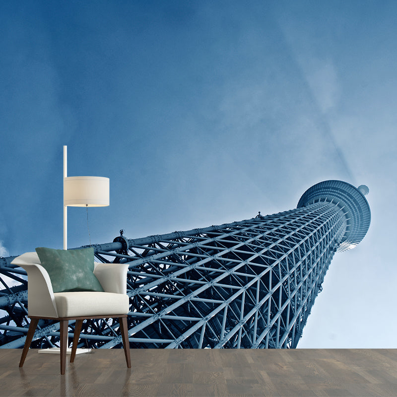 Japanese Urban Architecture Mural Wallpaper Modern Stain-Proofing Wall Art for Meeting Room