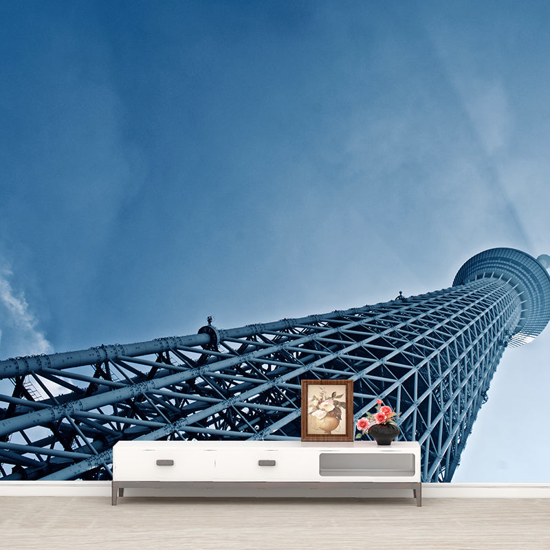 Japanese Urban Architecture Mural Wallpaper Modern Stain-Proofing Wall Art for Meeting Room