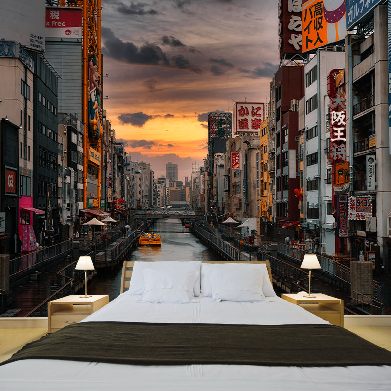 Japanese Urban Landscape Murals for Living Room Contemporary City ,Customized Size