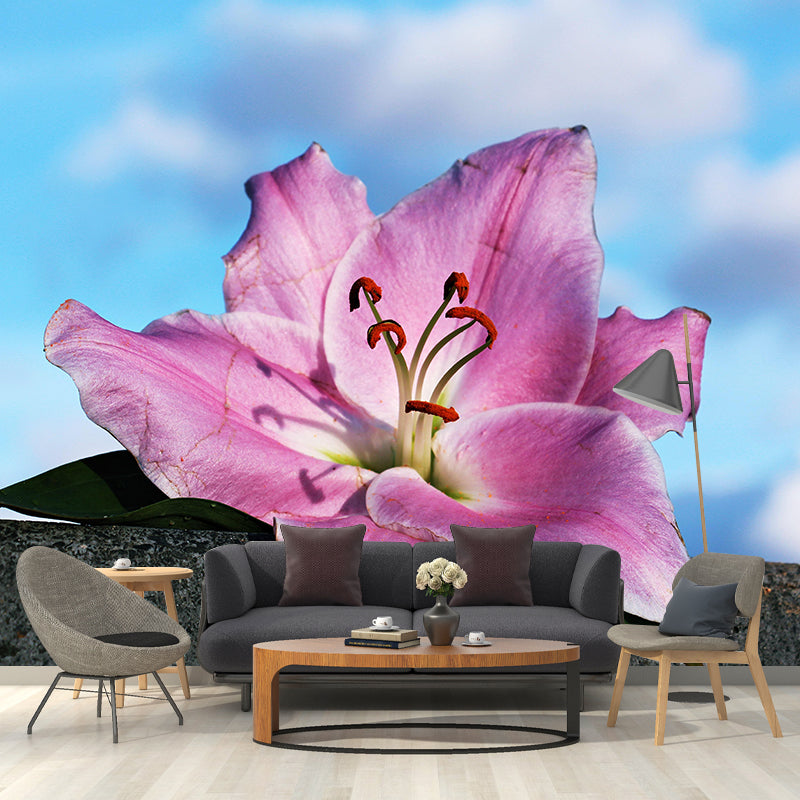 Modern Beautiful Lily Wall Mural Stain Resistant Wall Art for Living Room