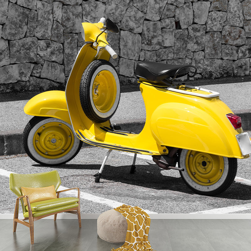 Motorcycle Mural Wallpaper Mildew Resistant Industrial Wall Covering for Bar Decoration