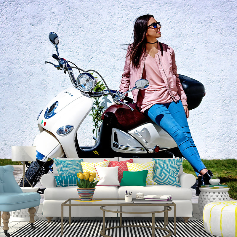 Motorcycle Mural Wallpaper Mildew Resistant Industrial Wall Covering for Bar Decoration