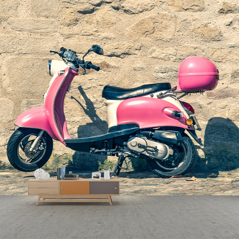 Motorcycle Mural Wallpaper Mildew Resistant Industrial Wall Covering for Bar Decoration