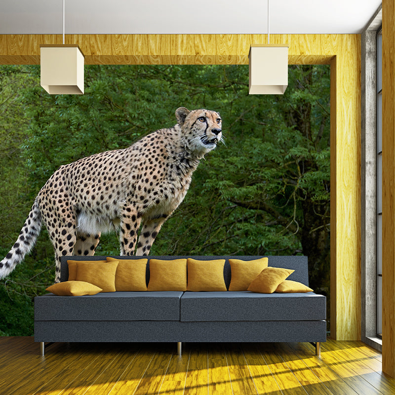 Fierce Cheetah Mural Wallpaper Decorative Contemporary Dining Room Wall Decor