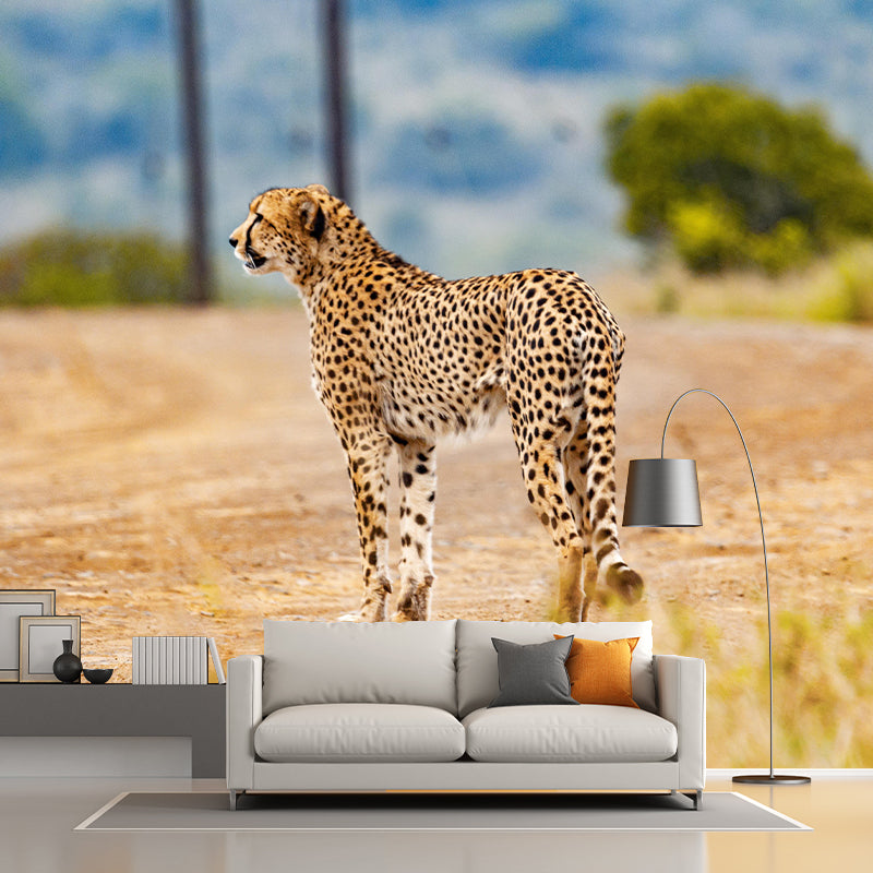 Fierce Cheetah Mural Wallpaper Decorative Contemporary Dining Room Wall Decor
