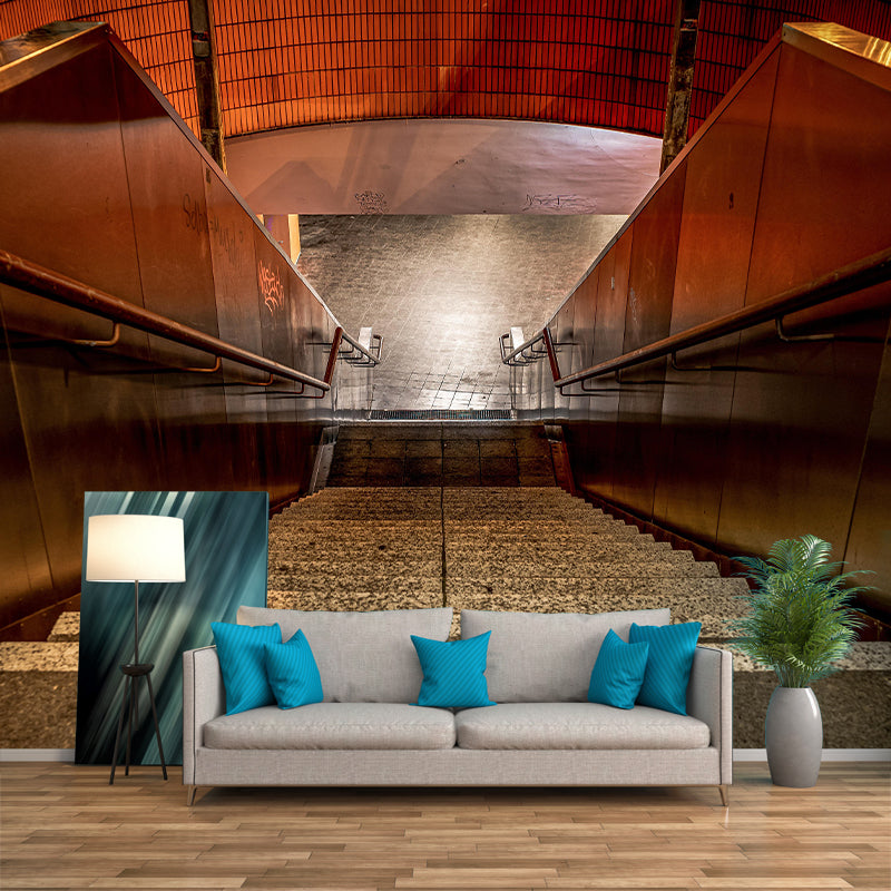 Photography Style Stairs Mural Decal Modern Mildew Resistant for Living Room