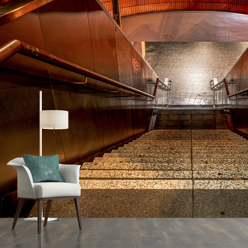 Photography Style Stairs Mural Decal Modern Mildew Resistant for Living Room