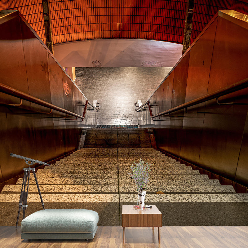 Photography Style Stairs Mural Decal Modern Mildew Resistant for Living Room