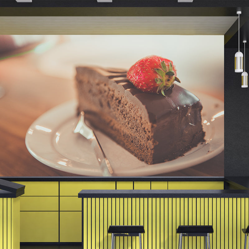 Dessert Food Mural Wallpaper Dark Color Decorations for Dessert Shop Kitchen