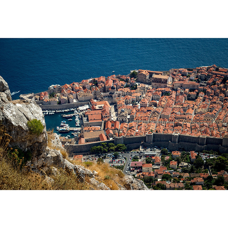 Extra Large Photography Mural with City and Sea Wallpaper Landscape for Bathroom