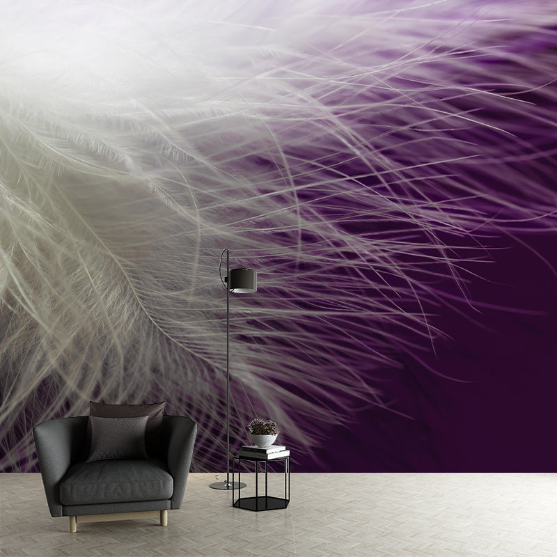 Bird Feather Mural Wallpaper for Wall Decor Contemporary Girls Room Wall Art