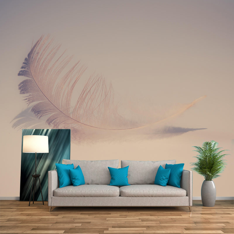 Bird Feather Mural Wallpaper for Wall Decor Contemporary Girls Room Wall Art