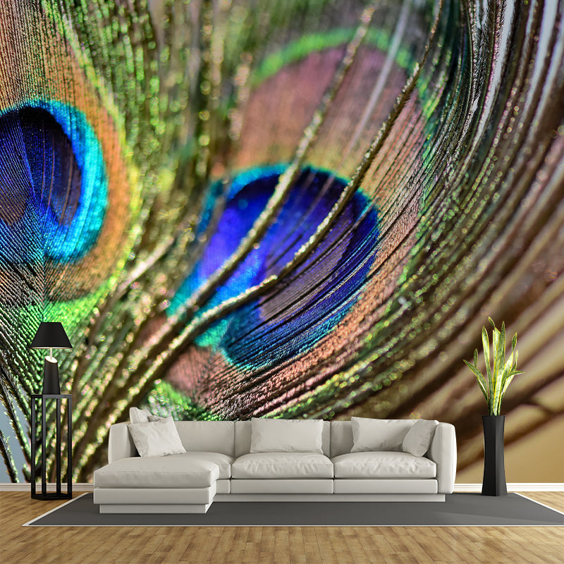 Peacock Feather Wallpaper Mural Tropical Style Girls Room Mural for Wall Decor