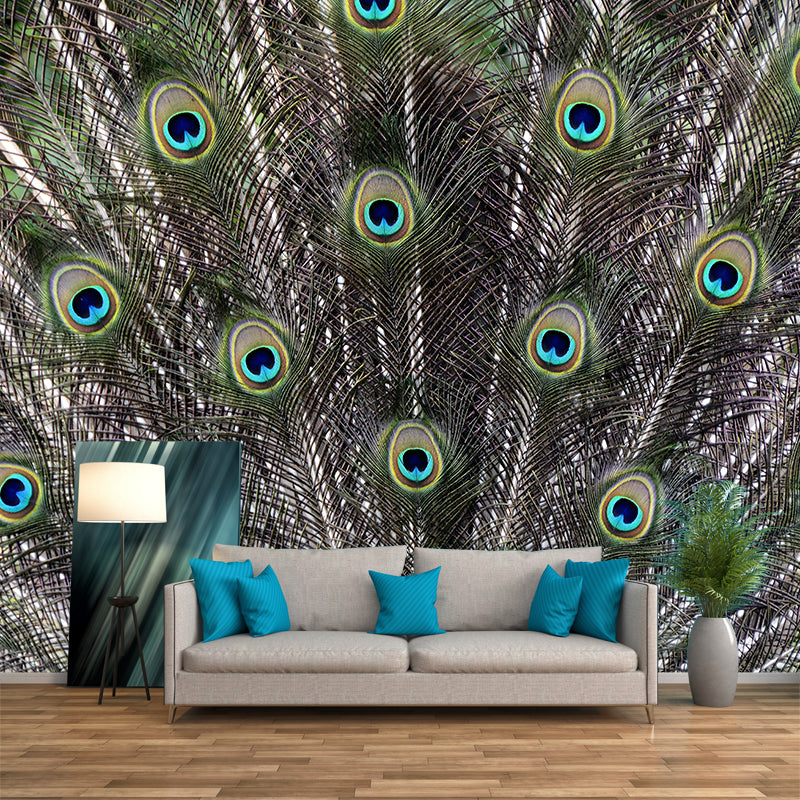 Peacock Feather Wallpaper Mural Tropical Style Girls Room Mural for Wall Decor