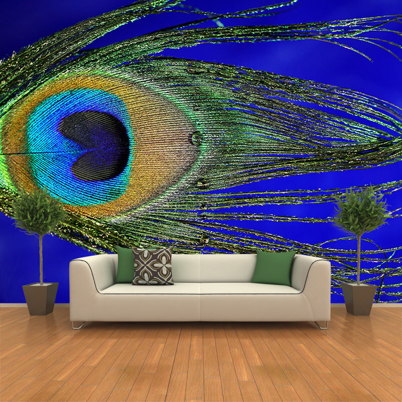 Peacock Feather Wallpaper Mural Tropical Style Girls Room Mural for Wall Decor