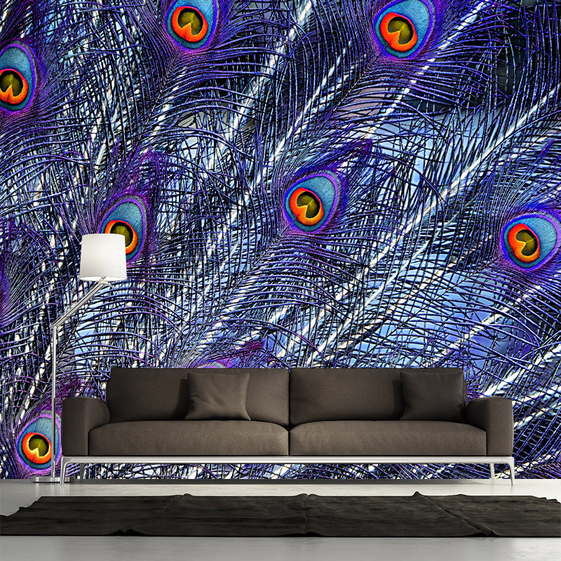 Peacock Feather Wallpaper Mural Tropical Style Girls Room Mural for Wall Decor
