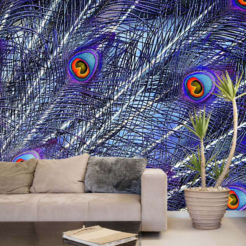 Peacock Feather Wallpaper Mural Tropical Style Girls Room Mural for Wall Decor