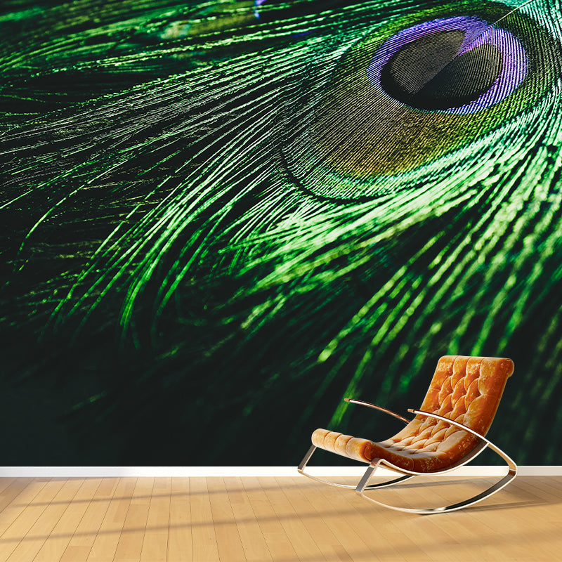 Extra Large Peacock Feather Mural Mildew Resistant Wall Art for Home Decor