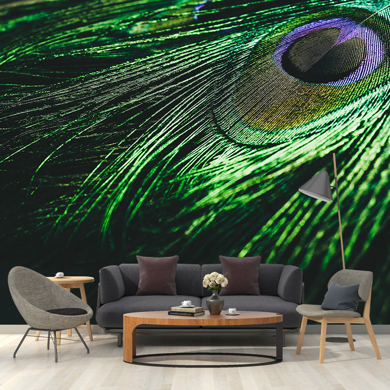 Extra Large Peacock Feather Mural Mildew Resistant Wall Art for Home Decor