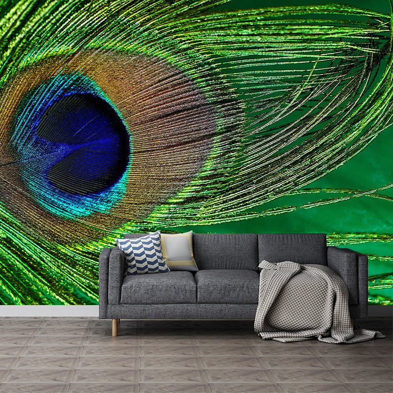 Extra Large Peacock Feather Mural Mildew Resistant Wall Art for Home Decor