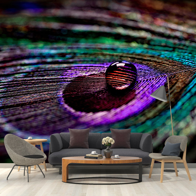 Extra Large Peacock Feather Mural Mildew Resistant Wall Art for Home Decor