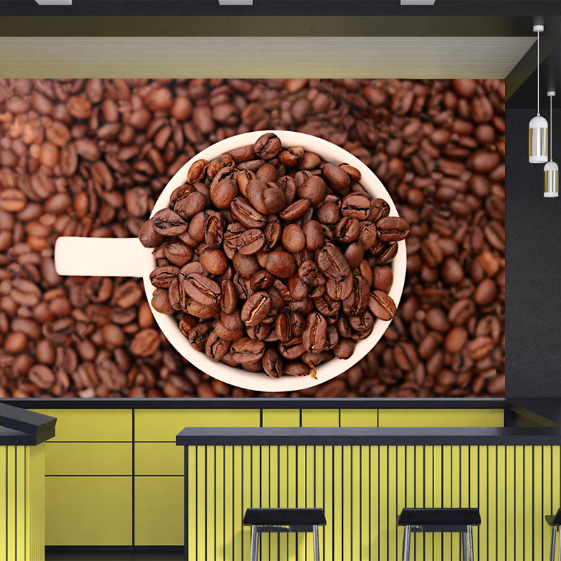 Coffee Bean Mural Wallpaper Stain-Resistant Coffee Shop Kitchen Dining Room Mural