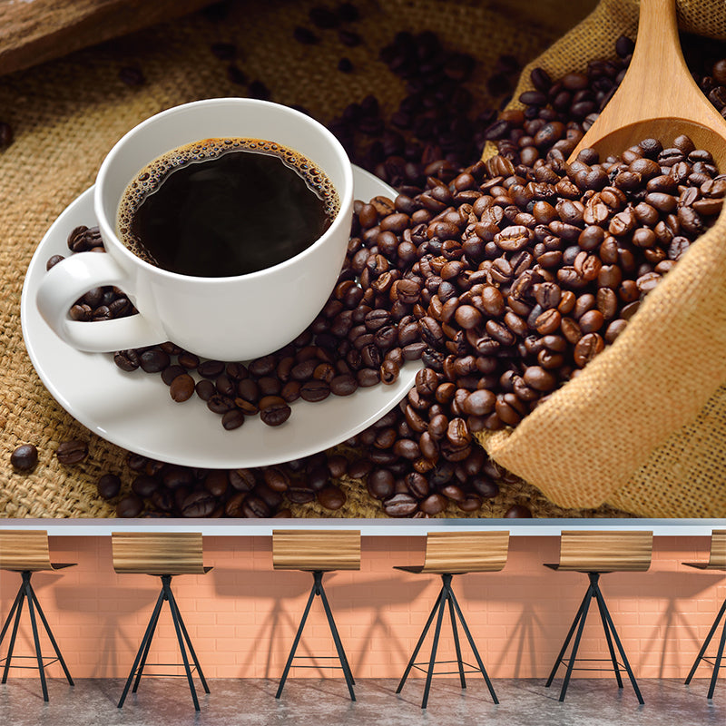 Coffee Bean Mural Wallpaper Stain-Resistant Coffee Shop Kitchen Dining Room Mural