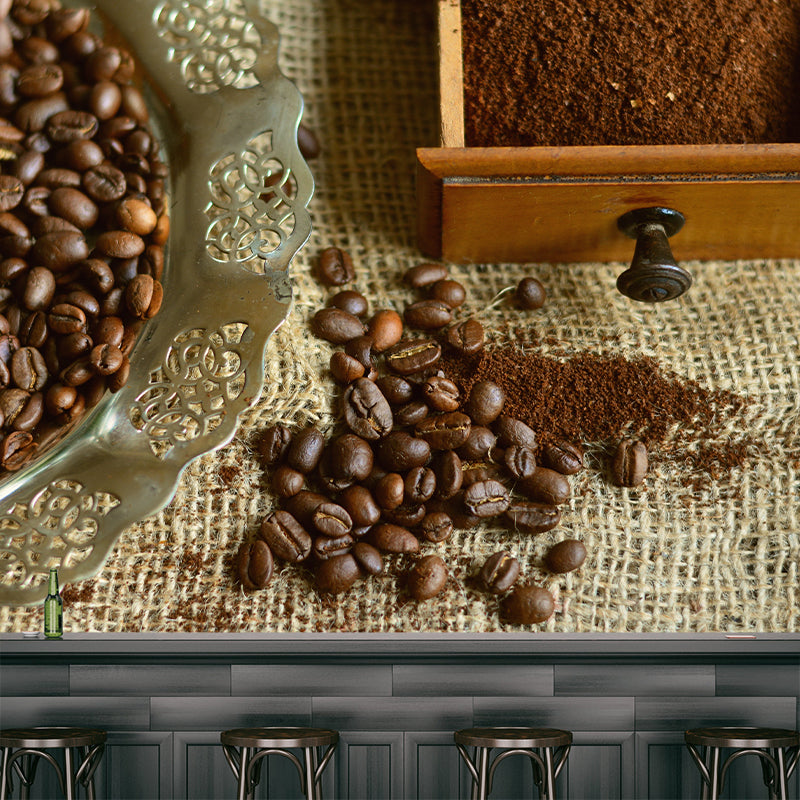 Coffee Bean Mural Wallpaper Stain-Resistant Coffee Shop Kitchen Dining Room Mural