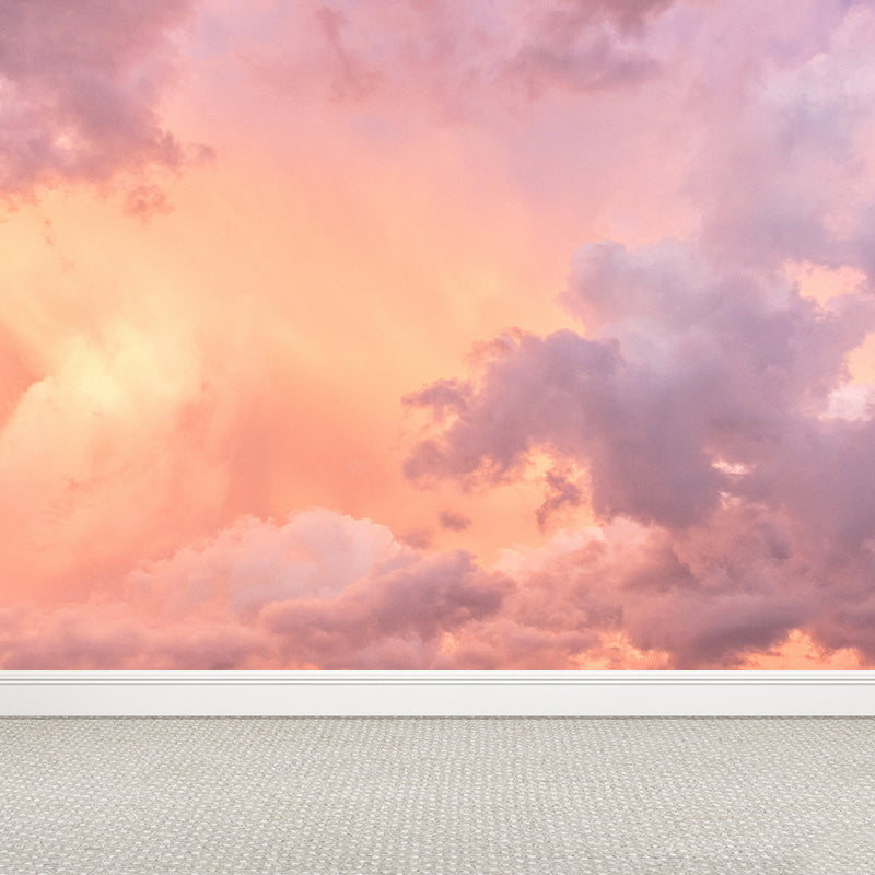 Modern Scenery Sunset Clouds Mural Pastel Color Photography Wall Art for Bedroom