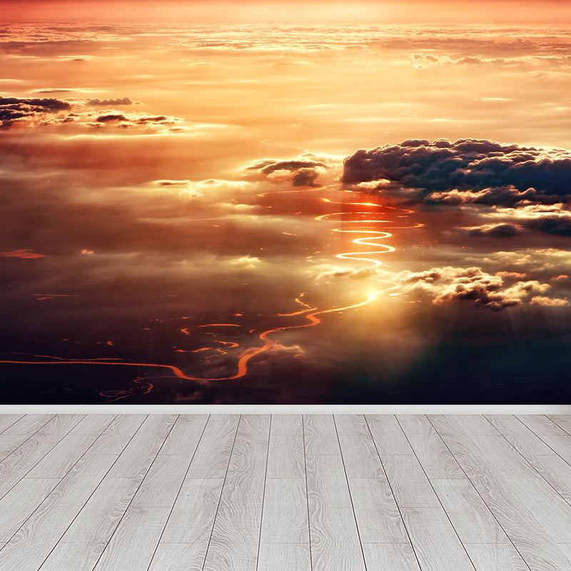 Modern Scenery Sunset Clouds Mural Pastel Color Photography Wall Art for Bedroom