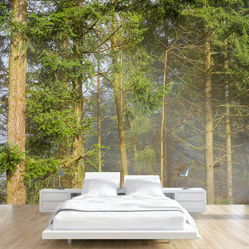 Natural Decorative Green Forest Wall Mural Sitting Room Gust Room Wall Covering